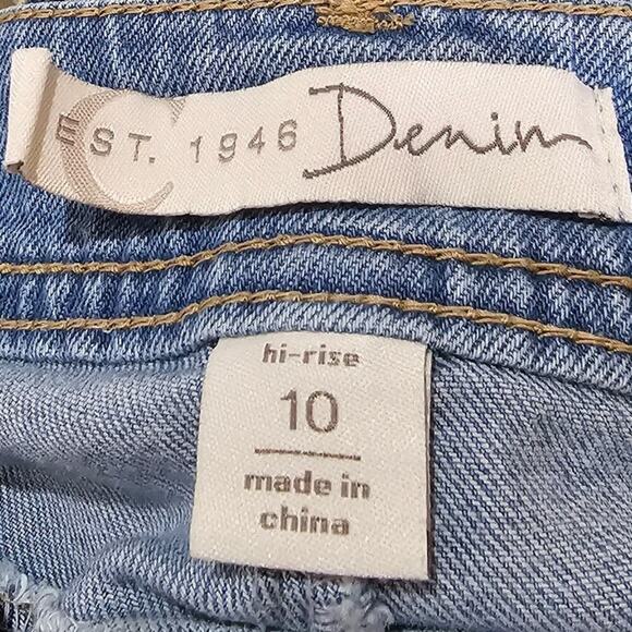 1946 Denim Floral Embroidered Jeans Lt Medium Wash Size 10 - Picture 3 of 5